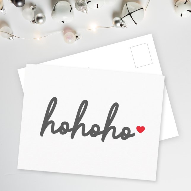 Carte Postale Ho Ho | Christmas Heart Modern Minimalist (Share festive cheer with a modern minimal Ho Ho Ho non-photo postcard by Guava)