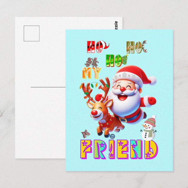 Carte Postale Ho Ho Ho Mon Cher Ami (Devant / Derrière)