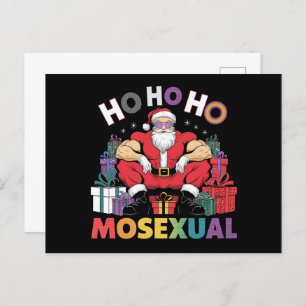 Carte Postale Ho Ho Ho Mosexué Gay Père Noël LGBT Gay pride Noël
