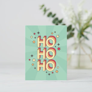 Carte Postale Ho ho ho noël texte saisonnier et étoiles