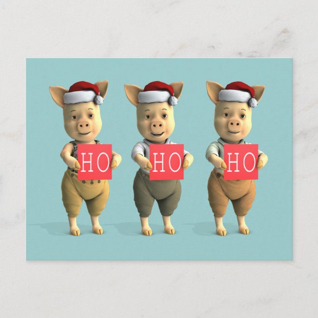 Carte Postale Ho Ho Ho Porcelets (Devant)