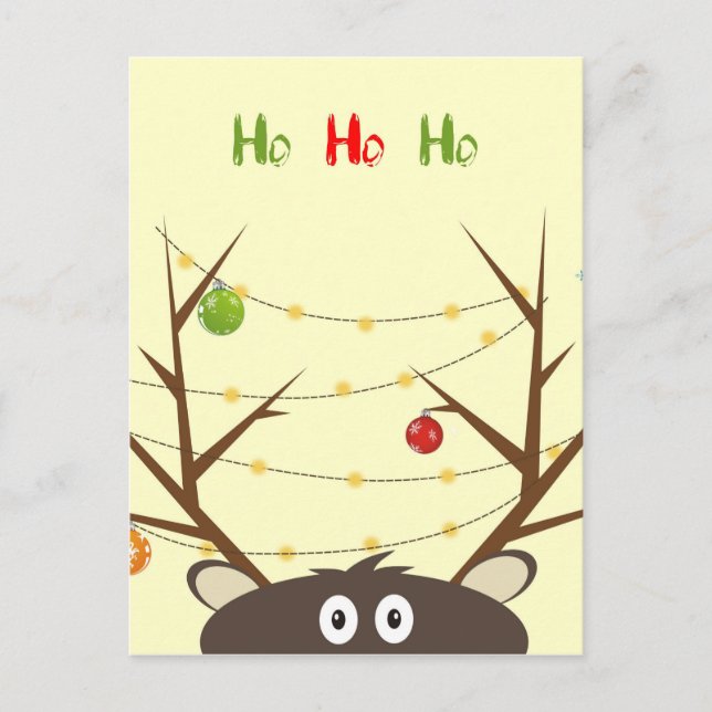 Carte Postale Ho Ho Ho Reindeer (Devant)