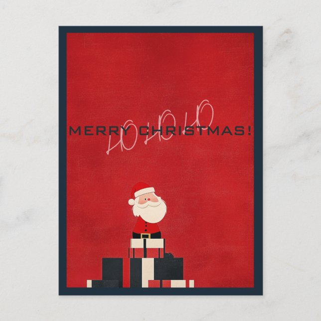 Carte Postale HO HO HO Rouge Joyeux Noël (Devant)