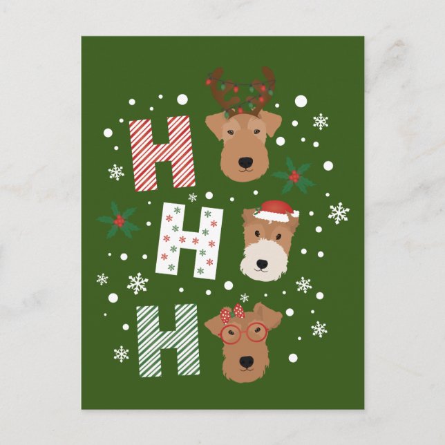 Carte Postale Ho Ho Ho Welsh Terrier Joyeux Noël (Devant)