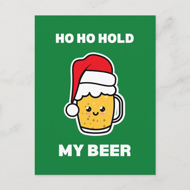 CARTE POSTALE HO HO HOOK MY BEER CUTE BEER PÈRE NOËL (Devant)