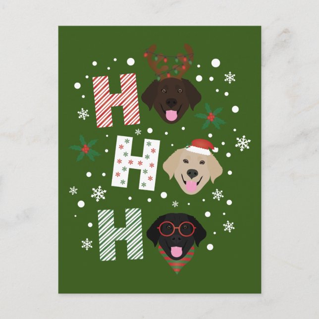 Carte Postale Ho Ho Labrador Retriever Joyeux Noël (Devant)