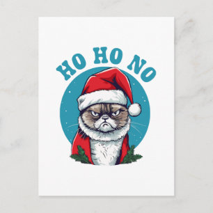 Carte Postale Ho ho non - drôle de chat grumpy santa