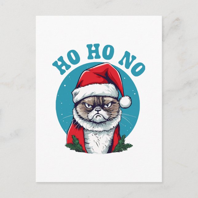 Carte Postale Ho ho non - drôle de chat grumpy santa (Devant)