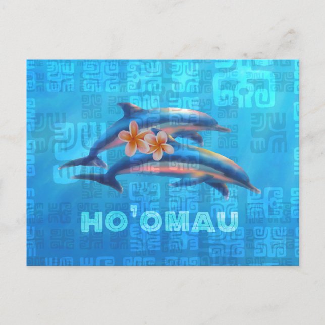 Carte Postale HO’OMAU - Collage primitif des dauphins hawaïens (Devant)