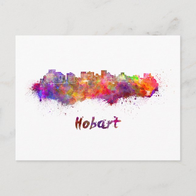 Carte Postale Hobart skyline en aquarelle (Devant)