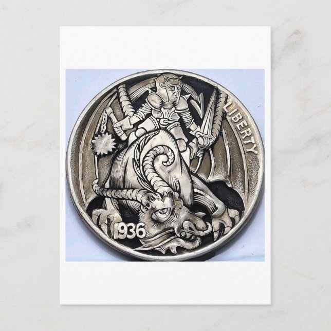 Carte Postale Hobo nickel 1936 buffalo nickel coin. Postcard (Devant)