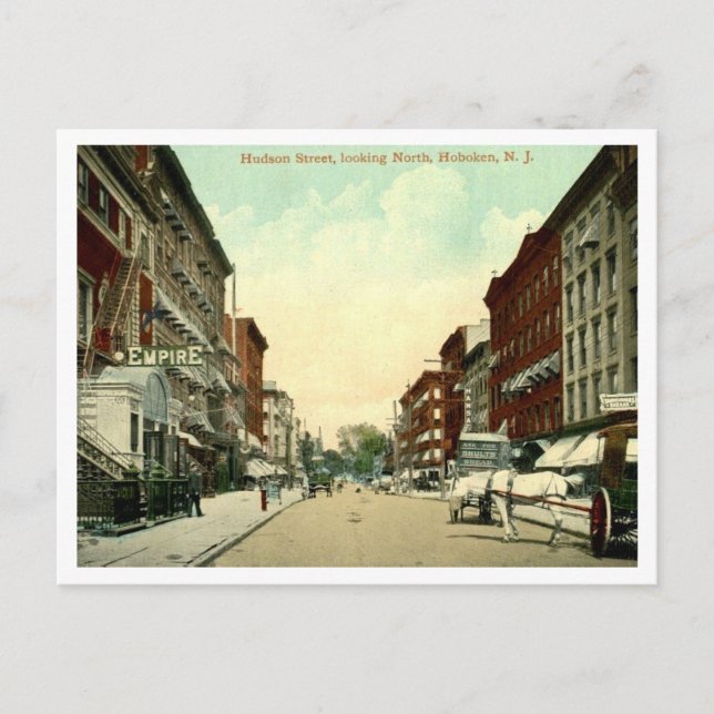 Carte Postale Hoboken NJ, rue Hudson 1910 (Devant)