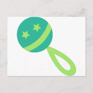 Carte Postale hochet vert bébé