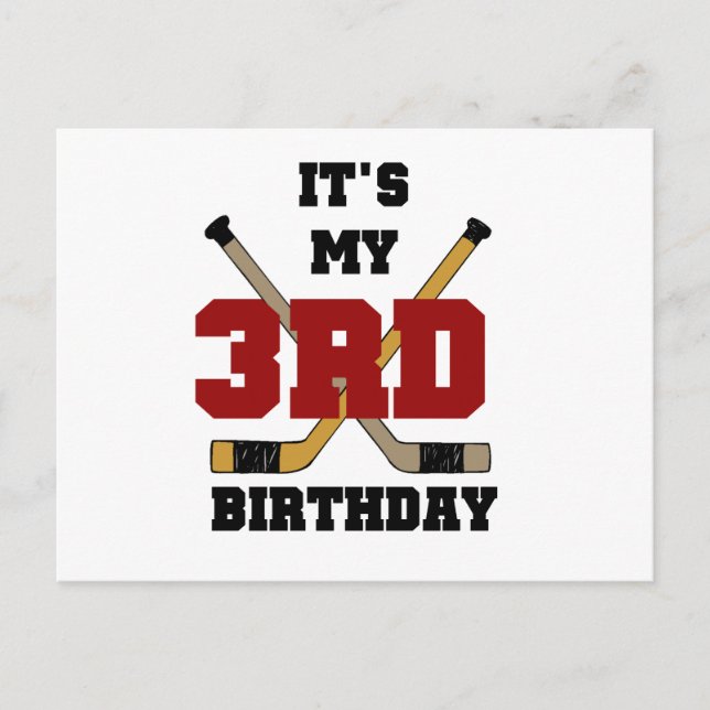 Carte Postale Hockey 3ème anniversaire Tshirts et cadeaux (Devant)