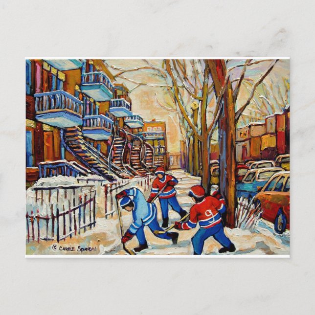 Carte Postale Hockey de rue avec 3 garçons (Devant)