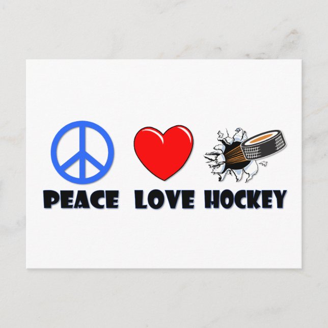 Carte Postale Hockey Peace Love (Devant)
