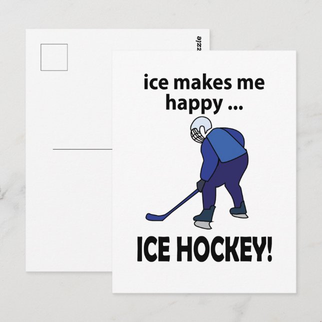 Carte Postale Hockey sur glace La glace me rend heureux Hockey s (Devant / Derrière)