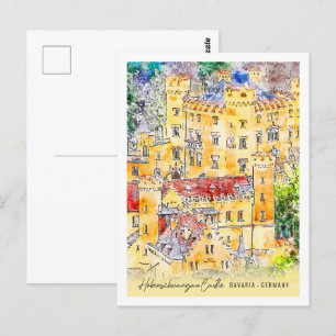 Carte Postale Hohenschwangau Allemagne Lieu de voyage Aquarelle