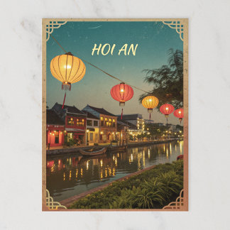 Carte Postale Hoi Une ville-lanterne dans un ton rétro doré