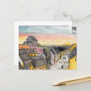 Carte Postale Hoi Vue Cityville Du Toit Au Coucher Du Soleil