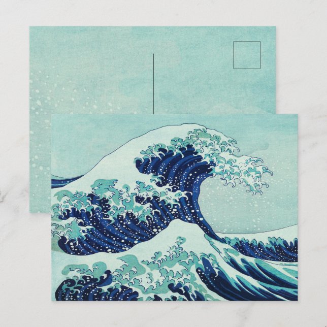 Carte Postale Hokusai Blue Waves (Devant / Derrière)