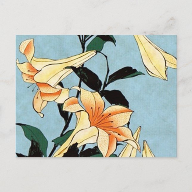 Carte postale Hokusai Japanese Lilies (Devant)