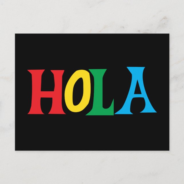 Carte Postale Hola en typographie colorée (Devant)