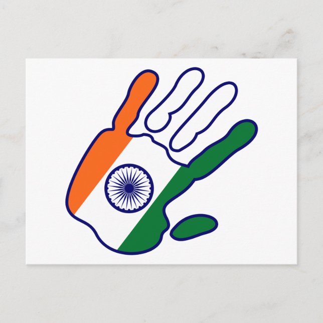 Carte Postale holiES - Drapeau indien main (Devant)