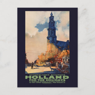 Carte Postale Holland for the Holidays Vintage Poster 1925