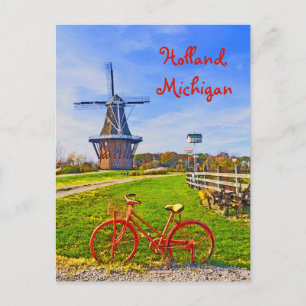 Carte Postale Holland, Michigan/Windmill, vélo, automne couleurs