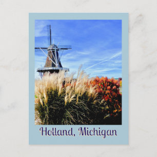 CARTE POSTALE HOLLAND, MICHIIGAN WINDMILL GRASS ORNAMENTAL, FLUX