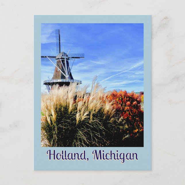 CARTE POSTALE HOLLAND, MICHIIGAN WINDMILL GRASS ORNAMENTAL, FLUX (Devant)
