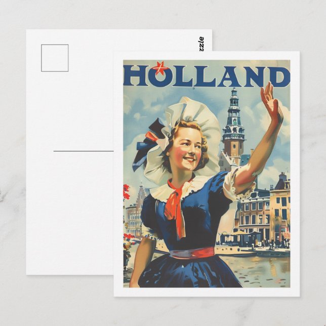 Carte Postale Holland Pays-Bas Vintage célèbre Travel Place (Devant / Derrière)