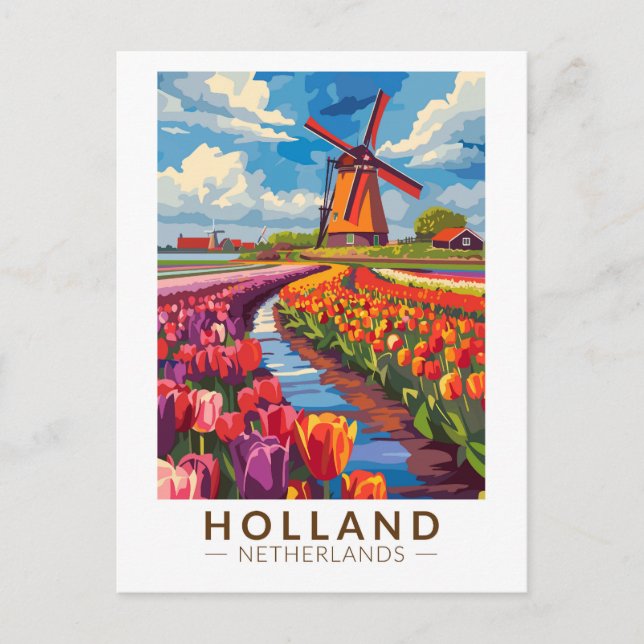 Carte Postale Holland Travel Art Vintage (Devant)