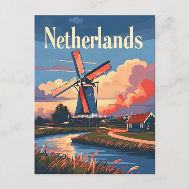 Carte Postale Hollandais : Embrace Windmill Magic Pays-Bas (Devant)