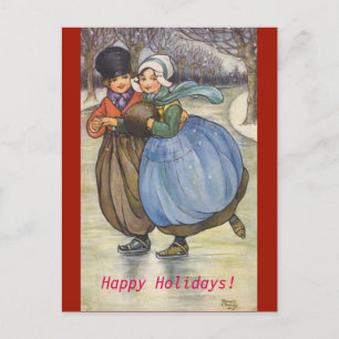 Carte postale Hollandaise pour enfants de patinage