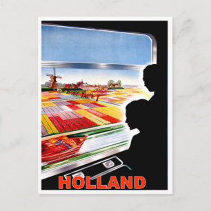 Carte Postale Hollande, vue depuis la fenêtre du train, voyage v