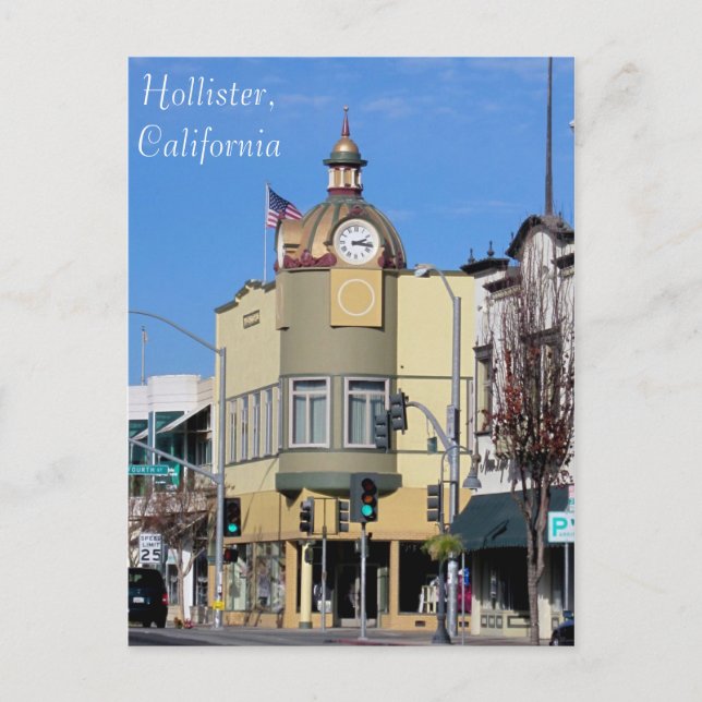 Carte Postale Hollister, tour de l'horloge CA (Devant)