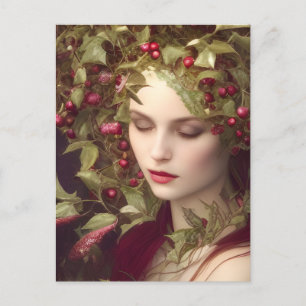 Carte Postale Holly Berries Belle femme Portrait