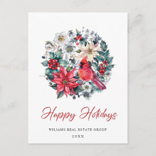 Carte Postale Holly Berry Cardinal Christmas Salutation d'entrep