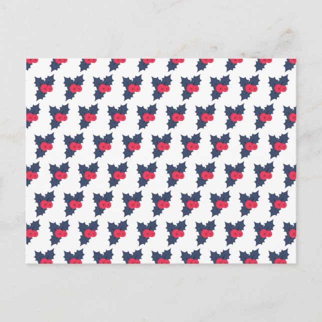 Carte Postale Holly Berry Joyeux Noël Fêtes d'hiver Noël (Devant)