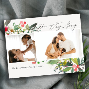 Carte Postale Holly Berry Pine Très Joyeux Noël 2 Photo