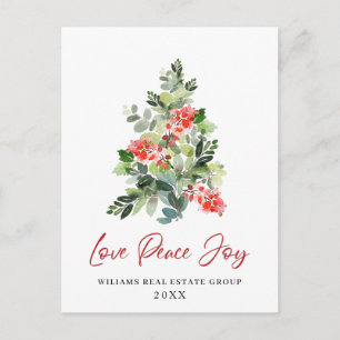 Carte Postale Holly Christmas Tree Salutation d'entreprise