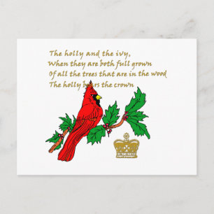 Carte Postale Holly et Ivy Illustré sur les vêtements et les cad