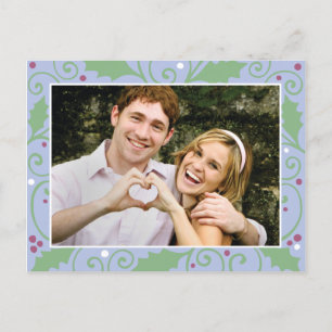 Carte postale Holly Holiday Winter Blue Photo