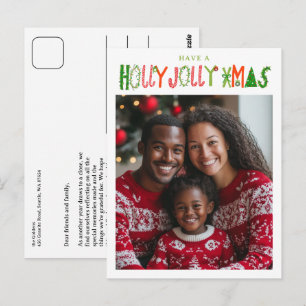 Carte Postale HOLLY JOLLY XMAS Vacances de Noël Christmas Photo 
