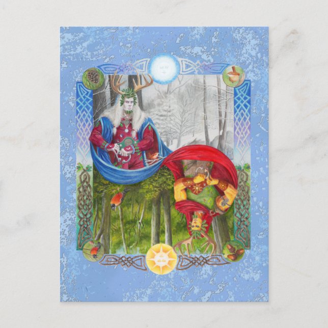 Carte Postale Holly King et Oak King Double Portrait mini impres (Devant)