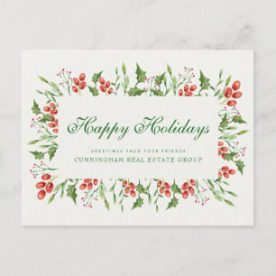 Carte Postale Holly Pine & Berry Salutations de vacances