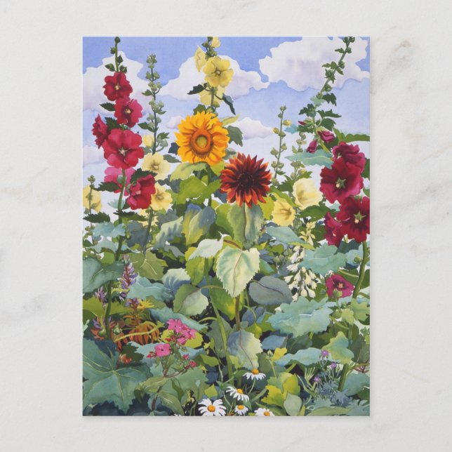 Carte Postale Hollyhocks et tournesols 2005 (Devant)