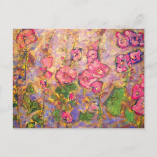 Carte Postale hollyhocks florissant